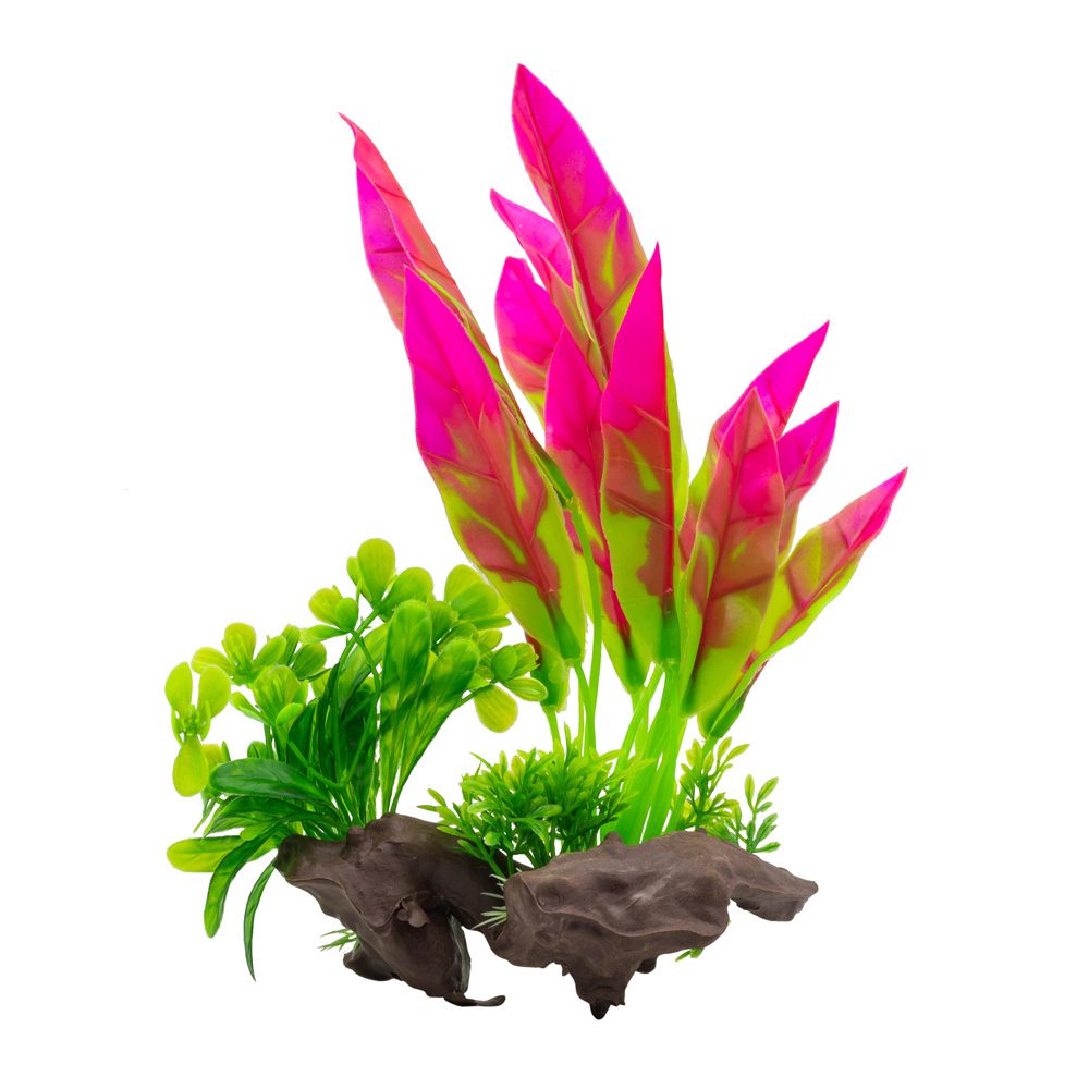 AQ Sword Leaf on Log Neon Pink 26cm 1DA334