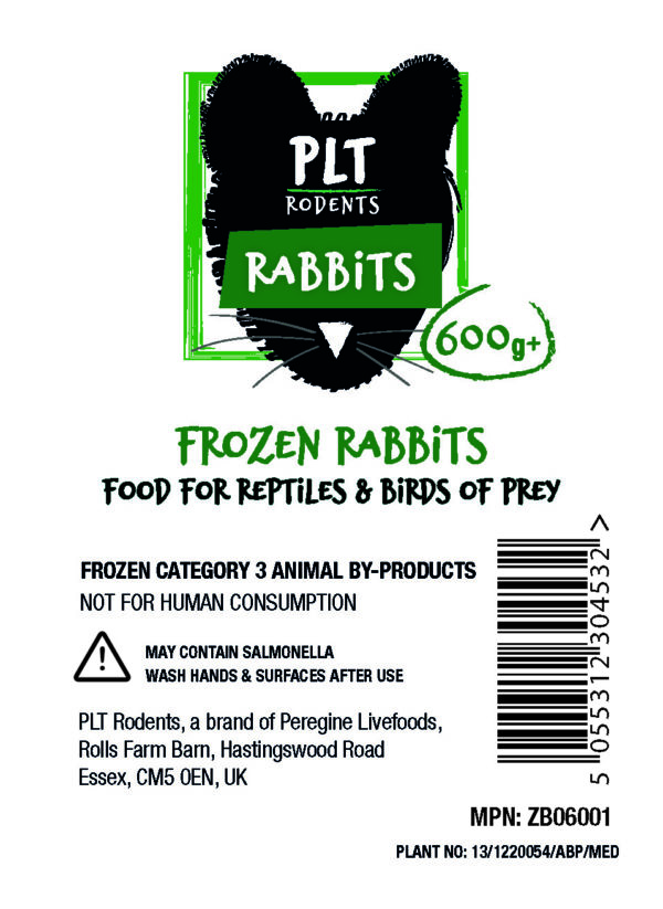 PLT Frozen Rabbit 600g+ Peregine