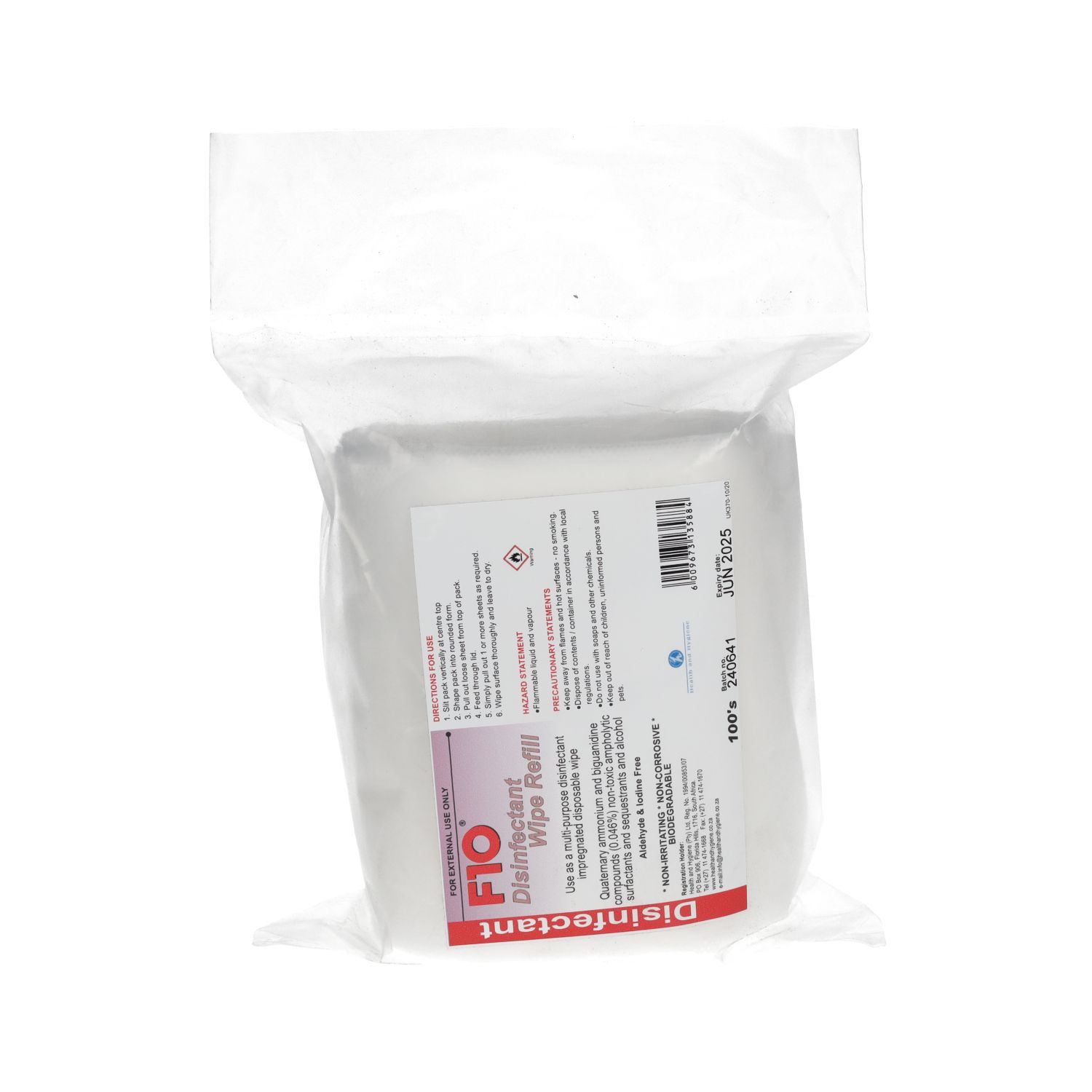F10 Disinfectant Wipes (Refil Pack 100)